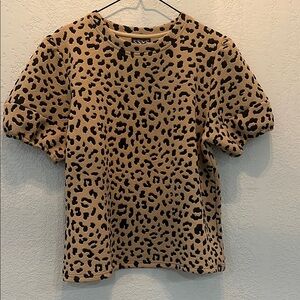 Leopard Print Puff Sleeve Blouse